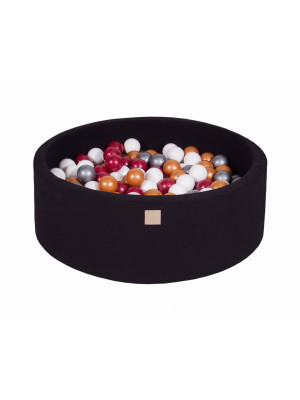 MeowBaby® Baby Foam Round Ball Pit 90x30cm with 200 Balls Black-BW01007IE-20