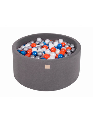 MeowBaby® Baby Foam Round Ball Pit 90x40cm with 300 Balls Dark Gray-MEO102IE-20