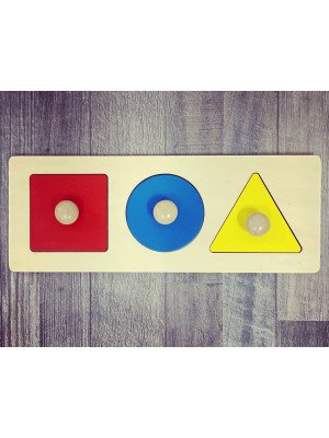 Materiale Montessori Puzzle con quadrato, cerchio e triangolo-MON-R-470-20