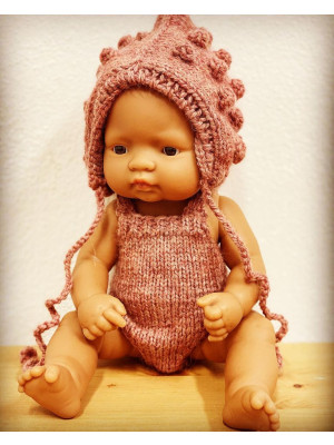 Completo in lana per bambole Miniland 32cm Cappellino e Salopette-TD-4-32-20