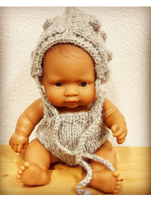 Completo in lana per bambole Miniland 21cm Cappellino e Salopette-TD-3-21-20