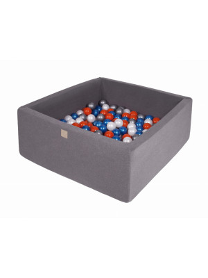 MeowBaby® Baby Foam Square Ball Pit 90x90x40cm with 200 Balls Dark Gray-MEK005IE-20