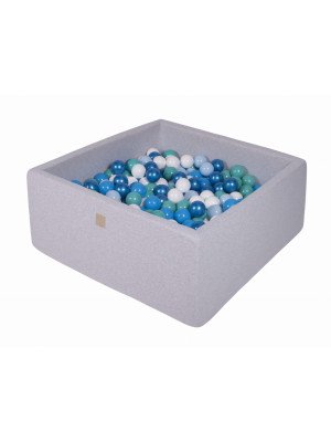 MeowBaby® Baby Foam Square Ball Pit 110x110x40cm with 400 Balls Light Gray-MEKI057IE-20