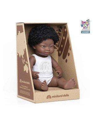 NEW!!! Miniland Bambola Baby Boy Africa 38 cm con sindrome di Down 31175-31175-20