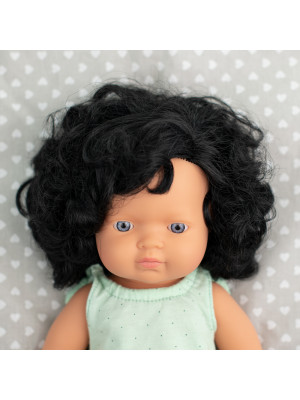 NEW!!! Miniland Bambola Baby Girl Capelli neri ricci Europea 38 cm con intimo 31262-31262-20