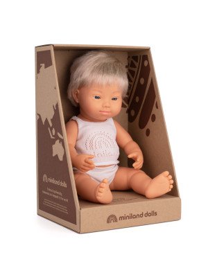 NEW!!! Miniland Bambola Baby Boy Europeo 38 cm con sindrome di Down 31263-31263-20
