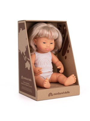 NEW!!! Miniland Bambola Baby Girl Europeo 38 cm con sindrome di Down 31264-31264-20