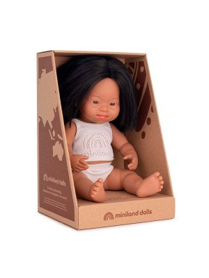 NEW!!! Miniland Bambola Baby Girl Latino 38 cm con sindrome di Down 31268-31268-20