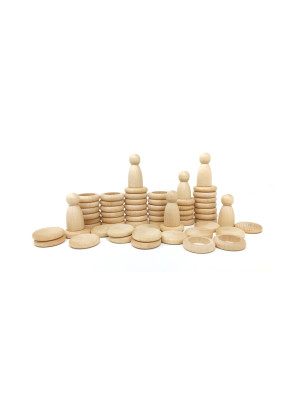 Gioco in legno sostenibile Grapat Nins®, rings and coins Nins®, anelles i monedes Natural Wood-15-102C-20