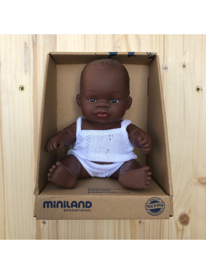 Miniland Bambola Baby Boy Africano 21 cm con intimo 31123-21CM-AFRICA-M-20