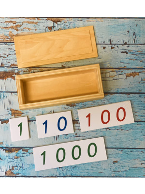 Materiale Montessori Cartelli piccoli dei numeri 1-9000 in cartoncino plastificato con scatola (disponibile in 10gg lavorativi)-MON-19000-CART-20