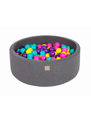 MeowBaby® Baby Foam Round Ball Pit 90x30cm with 200 Balls Dark Grey-BW01006IE-20