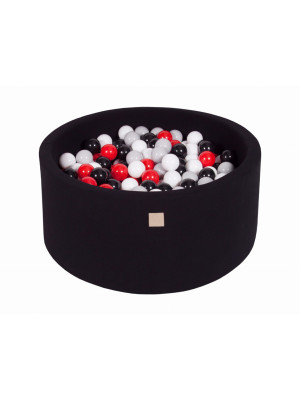 MeowBaby® Baby Foam Round Ball Pit 90x40cm with 300 Balls Black-MEO065IE-20