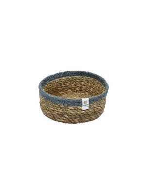 ReSpiin Shallow Seagrass and Jute Basket Small Natural/Grey 1pz.-RSJ019-20