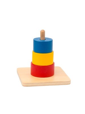 Materiale Montessori 3 Rondelle colorate infilate su di un asse verticale (disponibile tra 7gg lavorativi)-MON-R-550-20