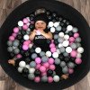 MeowBaby® Baby Foam Round Ball Pit 90x40cm with 300 Balls Black-MEO065IE-01