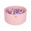 MeowBaby® Baby Foam Round Ball Pit 90x40cm with 300 Balls Light Pink-MEO060IE-01