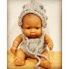 Completo in lana per bambole Miniland 21cm Cappellino e Salopette-Abitini per Miniland-TD-3-21-01