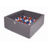 MeowBaby® Baby Foam Square Ball Pit 110x110x40cm with 400 Balls Dark Gray-MEKI005IE-01