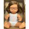 Miniland Bambola Baby Girl Europea Bruna 38 cm con sindrome di Down, occhiali e intimo 31111-Miniland-31111-05