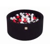 MeowBaby® Baby Foam Round Ball Pit 90x40cm with 300 Balls Black-MEO065IE-01