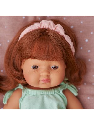 Miniland Bambola Baby Girl Europea Rossa 38 cm con intimo 31150-38CM-EURO-F-10