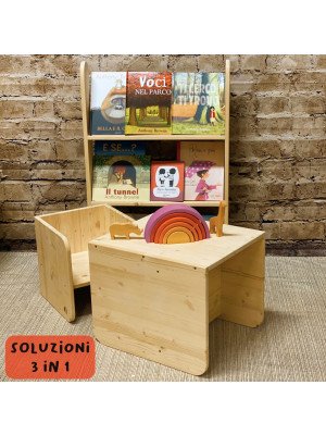 Kit Sedia Montessori 3 in 1 Piccola + Grande - La sedia che "cresce" con il bimbo 