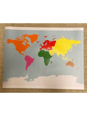 Materiale Montessori Cartina dei continenti su tela plastificata (disponibile in 10gg lavorativi)-MON-CARTINATELA-10