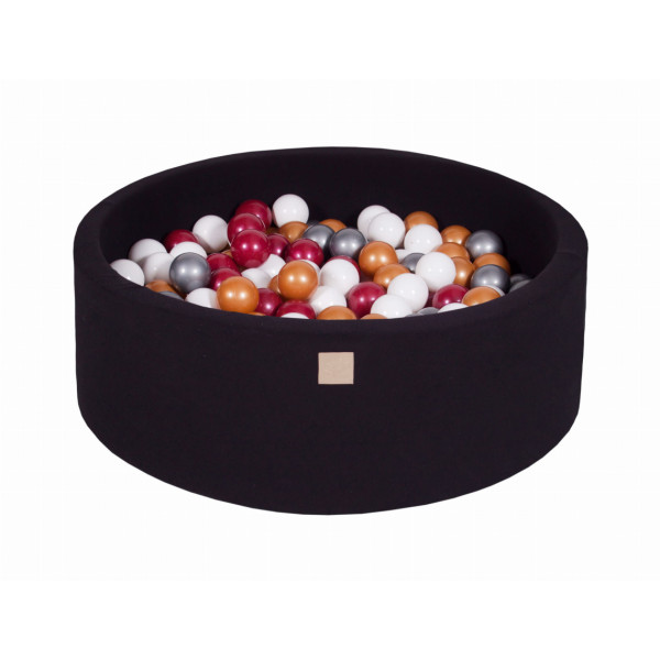 MeowBaby® Baby Foam Round Ball Pit 90x30cm with 200 Balls Black-BW01007IE-015