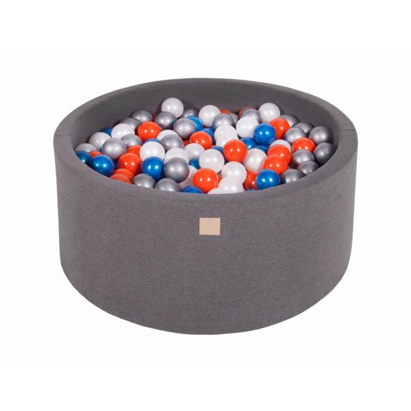 MeowBaby® Baby Foam Round Ball Pit 90x40cm with 300 Balls Dark Gray-MEO102IE-01
