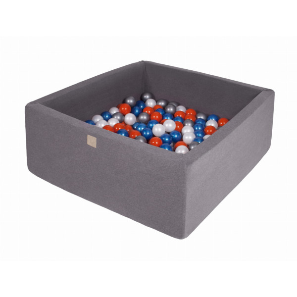 MeowBaby® Baby Foam Square Ball Pit 90x90x40cm with 200 Balls Dark Gray-MEK005IE-01