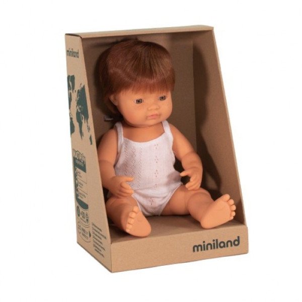 Miniland Bambola Baby Boy Europea Rosso 38 cm con intimo 31149-Miniland-38CM-EURO-M-01