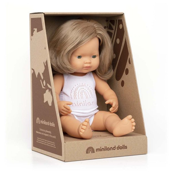 NEW!!! Miniland Bambola Baby Girl Biondo scuro Europea 38 cm con intimo 31260-Miniland-31260-01
