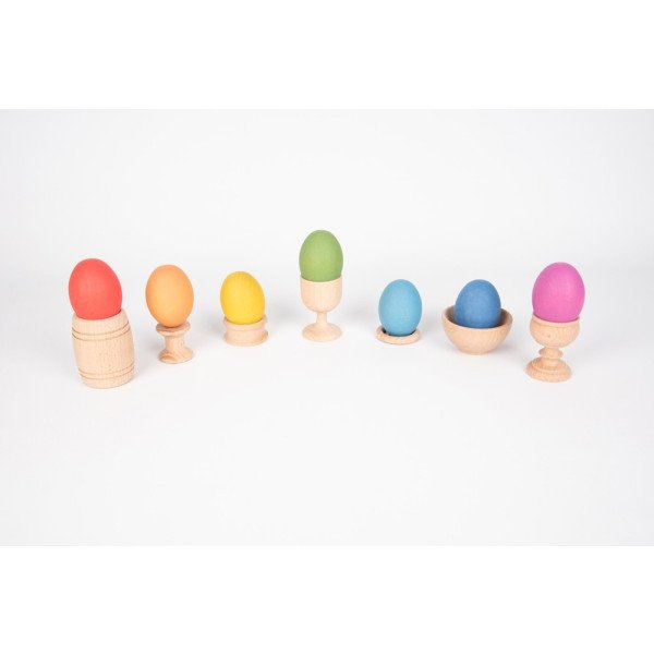Tickit Rainbow Wooden Eggs Uova Arcobaleno 7pz 74005-TickIT-5060138829626-01