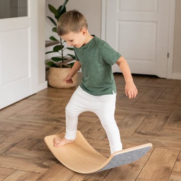 MeowBaby® Balance Board Wooden Balance Board For Kids Toddlers with felt-BB003-04
