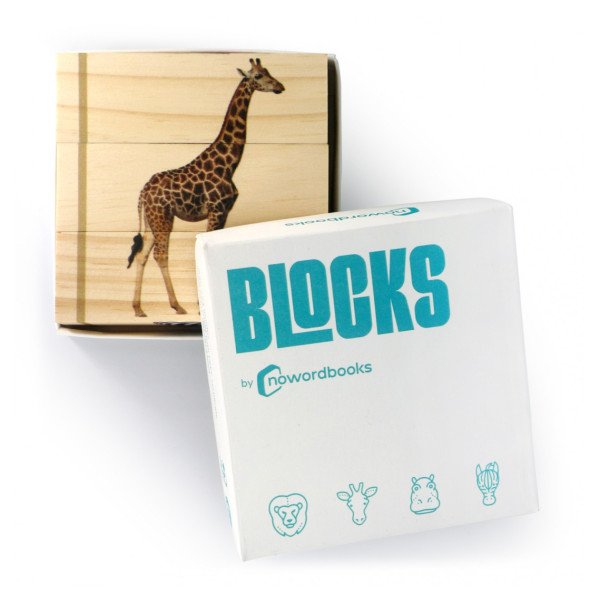 Nowordbooks Blocks Animales Salvajes Puzzle animali della savana-NWBBL04-01