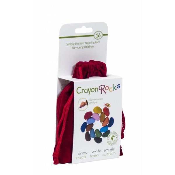 Crayon Rocks Pastelli a cera di soia Kosher 16 sassolini Sacchettino in vellutino red velvet-Crayon Rocks-CR.RVE.16-018