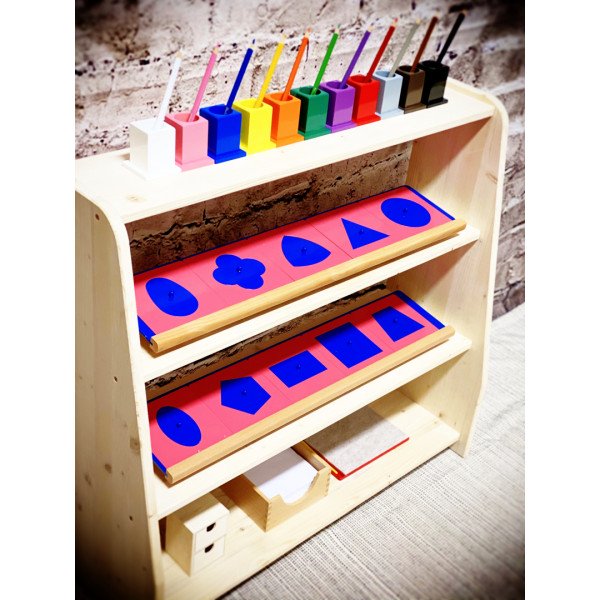 Materiale Montessori Scaffale "angolo del disegno"-MON-ANG-DIS-01