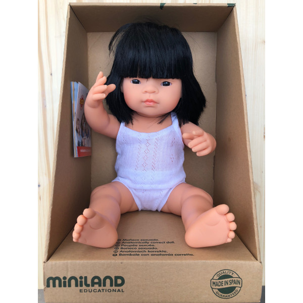 Miniland Miniland 31156 bambino ragazza asiatica 38 cm bambola con biancheria intima 31156, 