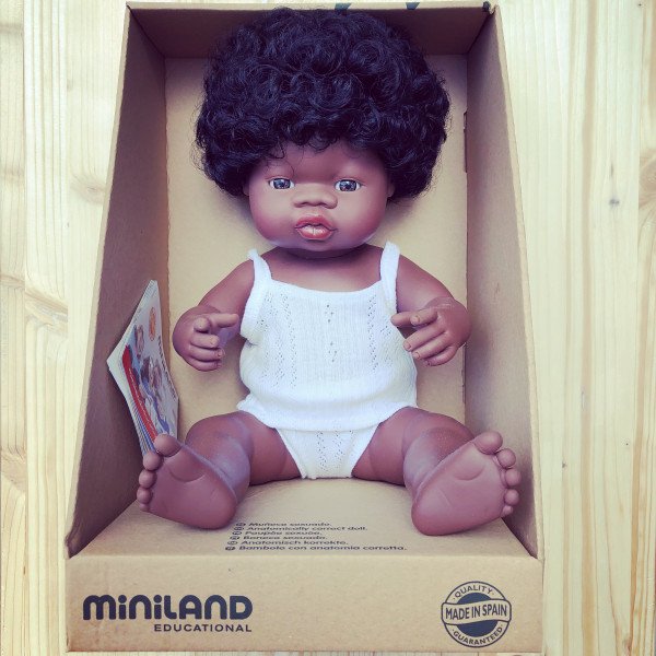 Miniland Bambola Baby Girl Africa 38 cm con intimo 31154-Miniland-38CM-AF-F-01