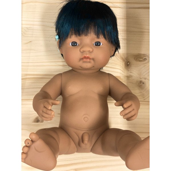 Miniland Bambola Baby Boy latina 38cm con apparecchio acustico 31116 (no intimo, no abiti)-Miniland-31116-00