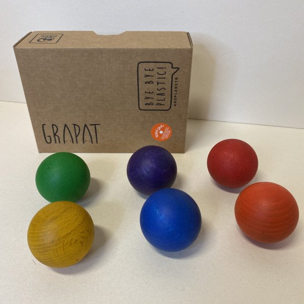 Gioco in legno sostenibile Grapat 6 balls in the raimbow colours-Grapat-16-126-02