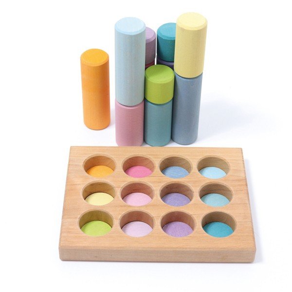 Grimms Stacking Game Small Pastel Rollers 3+-Grimms-10574-00