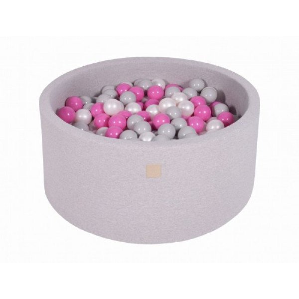 MeowBaby® Baby Foam Round Ball Pit 90x40cm with 300 Balls Light Gray-MEO049IE-01