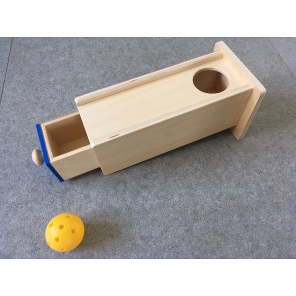 Materiale Montessori Scatola imbucare con cassetto e pallina-MON-R-540-01