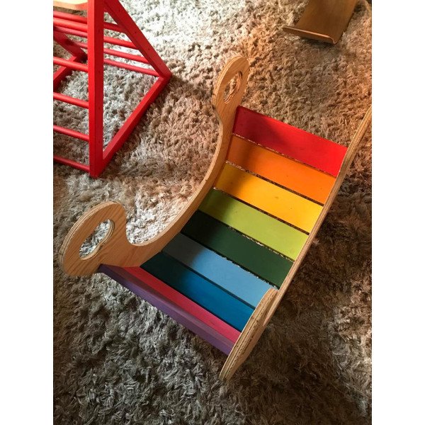 Rainbow Multicolor Balance Board MAXI di ispirazione Waldorf Montessori Pikler-MULTICOLORBALANCE-00